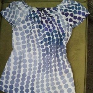 Banana Republic Blue and White Polka Dot Short Sleeve Blouse
